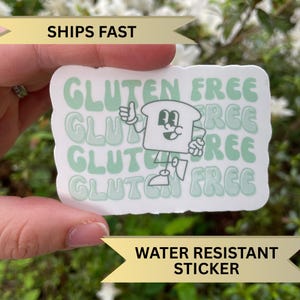 Green Retro Gluten Free Sticker, Gag gift idea for celiac disease diagnosis, Retro GF Bread Thumbs Up Decal, Gluten-free lifestyle sticker