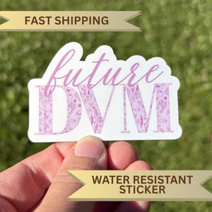 Floral Purple Toile Future DVM Sticker, Doctor of Veterinary Medicine Program Laptop Decal, New Veterinarian Student Graduation Gift