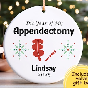 Personalized Year of Appendectomy Ornament, Handmade Appendix Removal Gift, Appendix Surgery Christmas Present, Custom Gift for Appendicitis