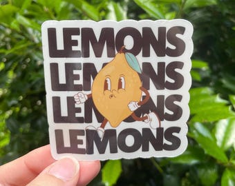Retro Lemon Sticker, Whistling Lemon Jogging Decal, Yellow Funny Citrus Laptop Sticker, Summer Foodie Phone Cling, Lemon Lover Gift Idea