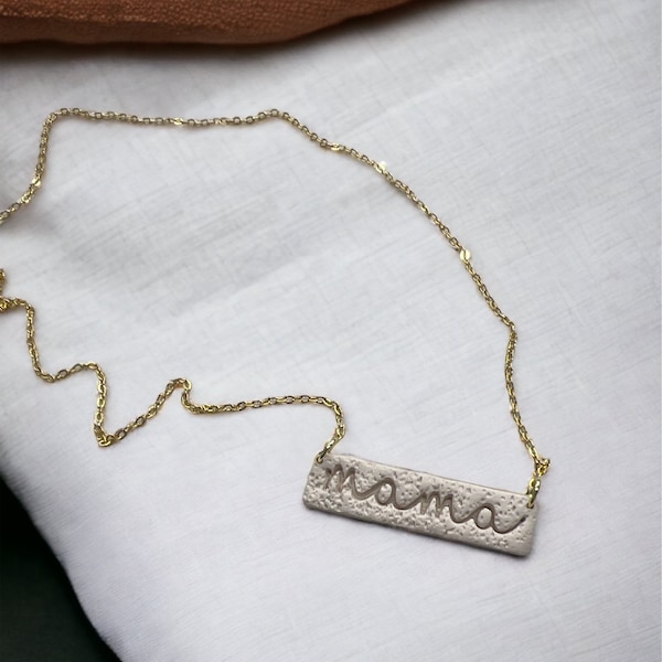 16K gold plated Mama necklace - handmade