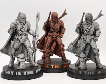 Hand-Painted Mandalorian & Grogu Figurine | 3D Printed Star Wars Decor