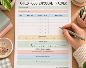 ARFID Food Exposure Tracker | Food Exposure Therapy Worksheet | Avoidant Restrictive Food Intake Disorder | Feeding Therapy Printable