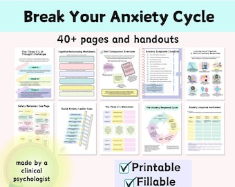 Break the anxiety cycle, anxiety relief, anxiety worksheets, anxiety notebook, anxiety journal, mental health resources, anxiety digital