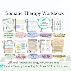 Somatic Psychotherapy Workbook, Somatic therapy worksheets, felt senses, somatic experiencing, sensory awareness, exercises somatic healing image 1