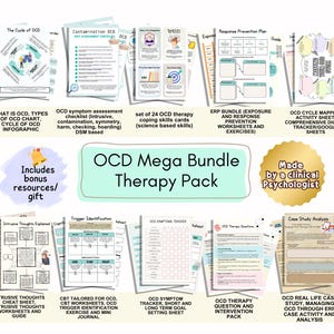OCD Therapy Mega Bundle Worksheets  ERP, CBT, Intrusive Thoughts, Coping Skills