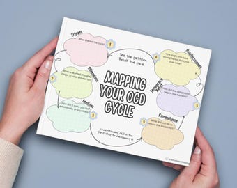 OCD Cycle Mapping Worksheet, Obsessive Compulsive Disorder Therapy Tools Printable PDF