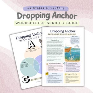 ACT Dropping Anchor Worksheet & Therapist Script, ACE Grounding Exercise, Acceptance and Commitment Therapy Metaphor PDF