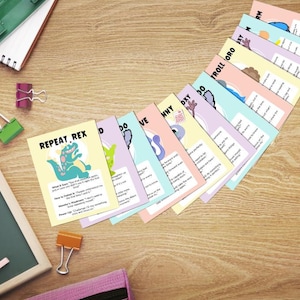 May include: A set of 10 colorful cards with different animal illustrations and text. Each card has a different animal and a set of instructions. The cards are designed for children to learn and play.
