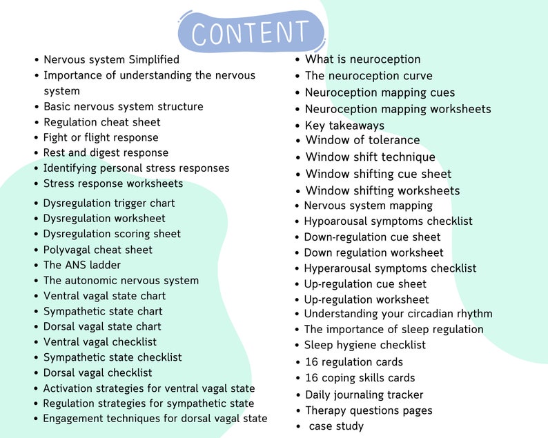 Nervous System Regulation Workbook, Nervous System Regulation ...