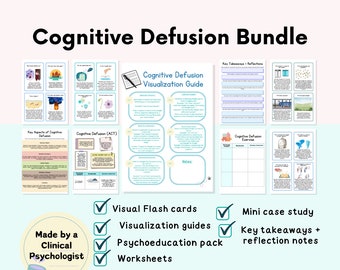 Cognitive Defusion worksheets, Acceptance and Commitment Therapy worksheets ACT cognitive defusion techniques