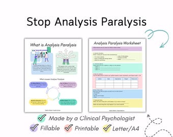 Analysis paralysis worksheet, ADHD worksheets, neurodivergent worksheets, how to overcome analysis paralysis ADHD analysis paralysis therapy