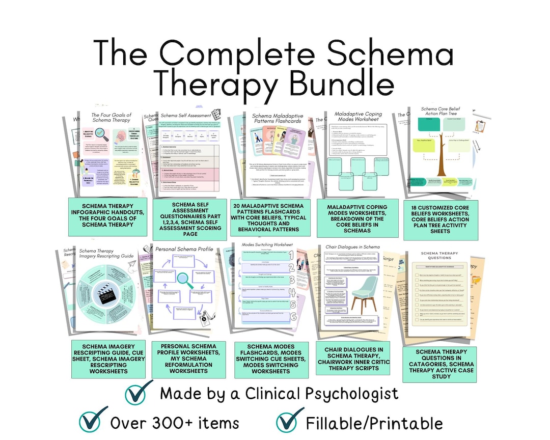 Schema Therapy Bundle, Schema Therapy Worksheets, Schema Therapy Cards, Maladaptive Schemas