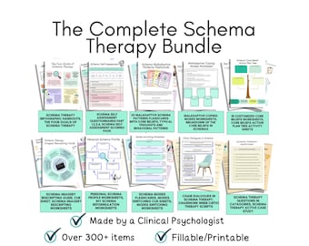 Schema therapy bundle, Schema therapy worksheets, schema therapy cards, maladaptive schemas, schema therapy questions Schema modes flashcard