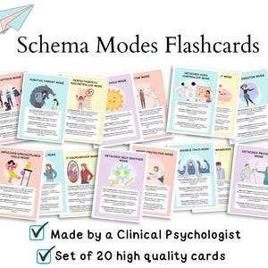 Schema mode flashcards, schema therapy cards, schema worksheets, schema therapy modes, maladaptive schemas