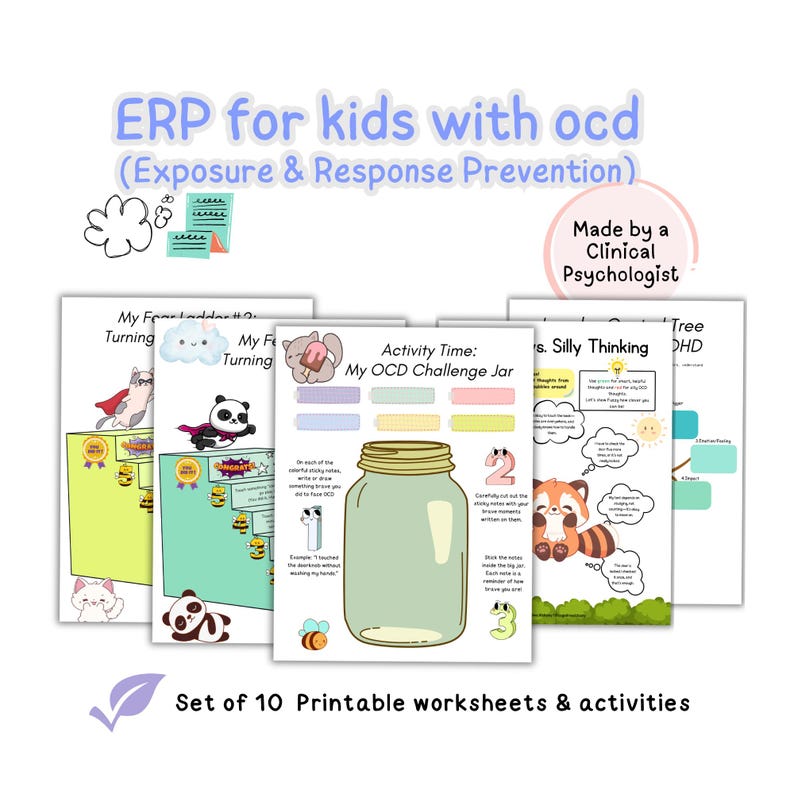 ERP for OCD Kids Worksheets, Exposure and Response Prevention Therapy ...