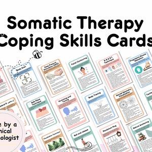Somatic psychotherapy Coping Skills Cards, somatic exercises for nervous system regulation, emotional regulation, trauma healing
