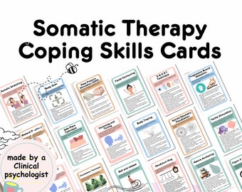 Somatic psychotherapy Coping Skills Cards, somatic exercises for nervous system regulation, emotional regulation, trauma healing