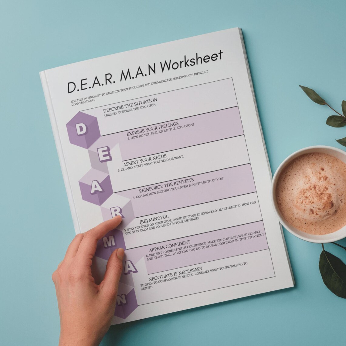 DEAR MAN DBT Skills Worksheets, Dialectical Behavior Therapy Tools ...
