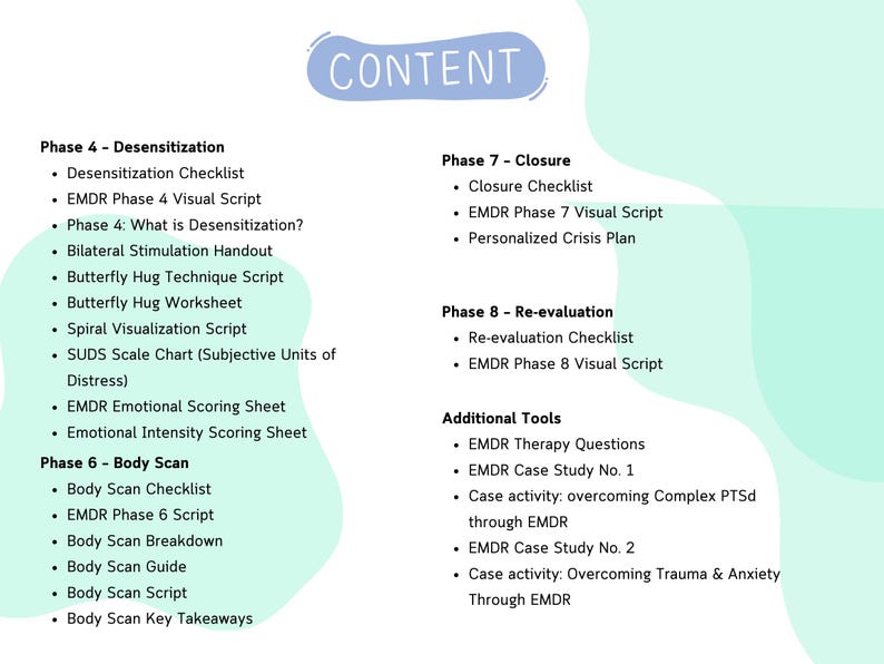 EMDR Therapy Bundle, EMDR Worksheets, Scripts, Resourcing Tools, Templates, Handouts, Trauma Processing Resources image 5