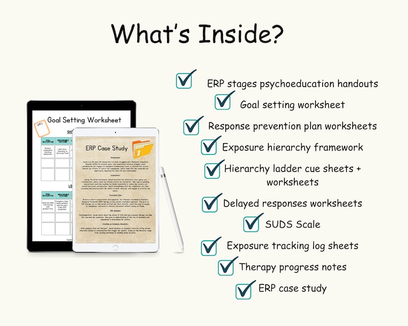 ERP Worksheets, Exposure and Response Prevention therapy, Exposure hierarchy, ERP and OCD, Exposure therapy, erp case study erp trackers image 2