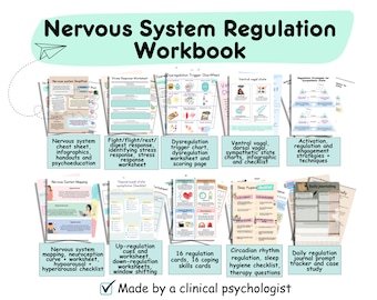 Nervous System Regulation Workbook, Worksheets, Therapy Questions, Case Study