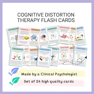 CBT Cognitive Distortions Flash Cards: Therapy & Self-Help (Set of 24 Science based cards)