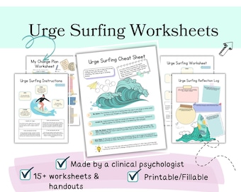 Urge surfing worksheets, urge surfing DBT worksheets, Dialetical Behavior Therapy worksheets, urge surfing activity, addiction worksheets