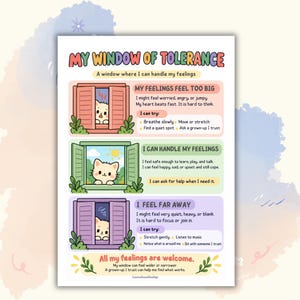 Window of Tolerance Print for Kids, Emotional Regulation Handout, Feelings & Coping Skills