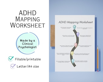 ADHD Mapping Worksheet, ADHD resources and tools, Printable & Fillable