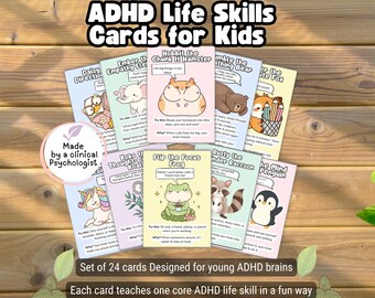 ADHD cards for kids, ADHD children life skills tool, Neurodivergent child resources, ADHD parenting,  kids routine adhd child psychology