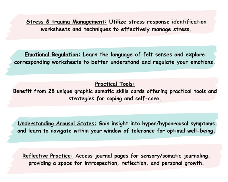 Somatic Psychotherapy Workbook, Somatic therapy worksheets, felt senses, somatic experiencing, sensory awareness, exercises somatic healing image 8