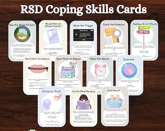 RSD Rejection Sensitive Dysphoria Coping Skills Cards ADHD Therapy Tools