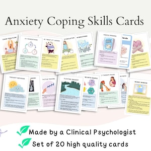 Anxiety cards, anxiety coping skills cards anxiety coping statements teens anxiety affirmations, anxiety tools, printable anxiety management