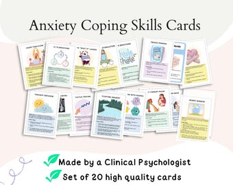 Anxiety cards, anxiety coping skills cards anxiety coping statements teens anxiety affirmations, anxiety tools, printable anxiety management