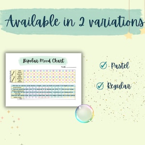 Bipolar Mood Chart Bipolar Disorder Bipolar Mood Tracker Bipolar Card ...