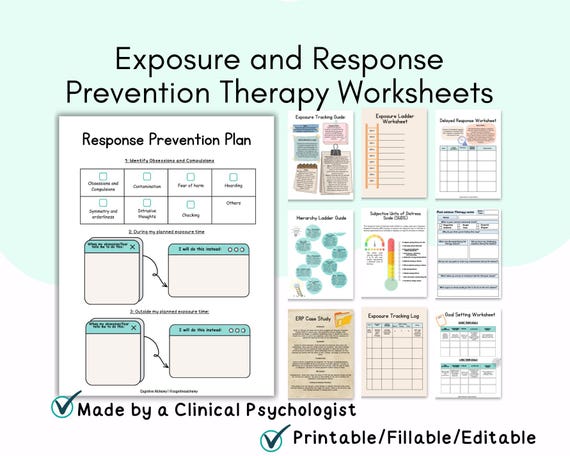 ERP Worksheets, Exposure and Response Prevention therapy, Exposure hierarchy, ERP and OCD, Exposure therapy, erp case study erp trackers
