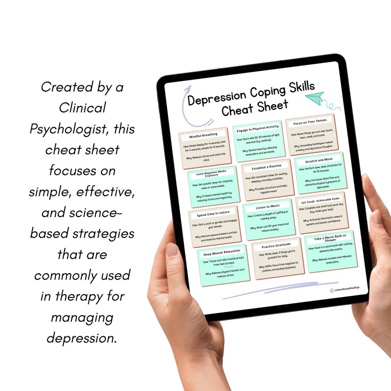 Depression Coping Skills Cheat Sheet, Mental Health Handout (3 ...