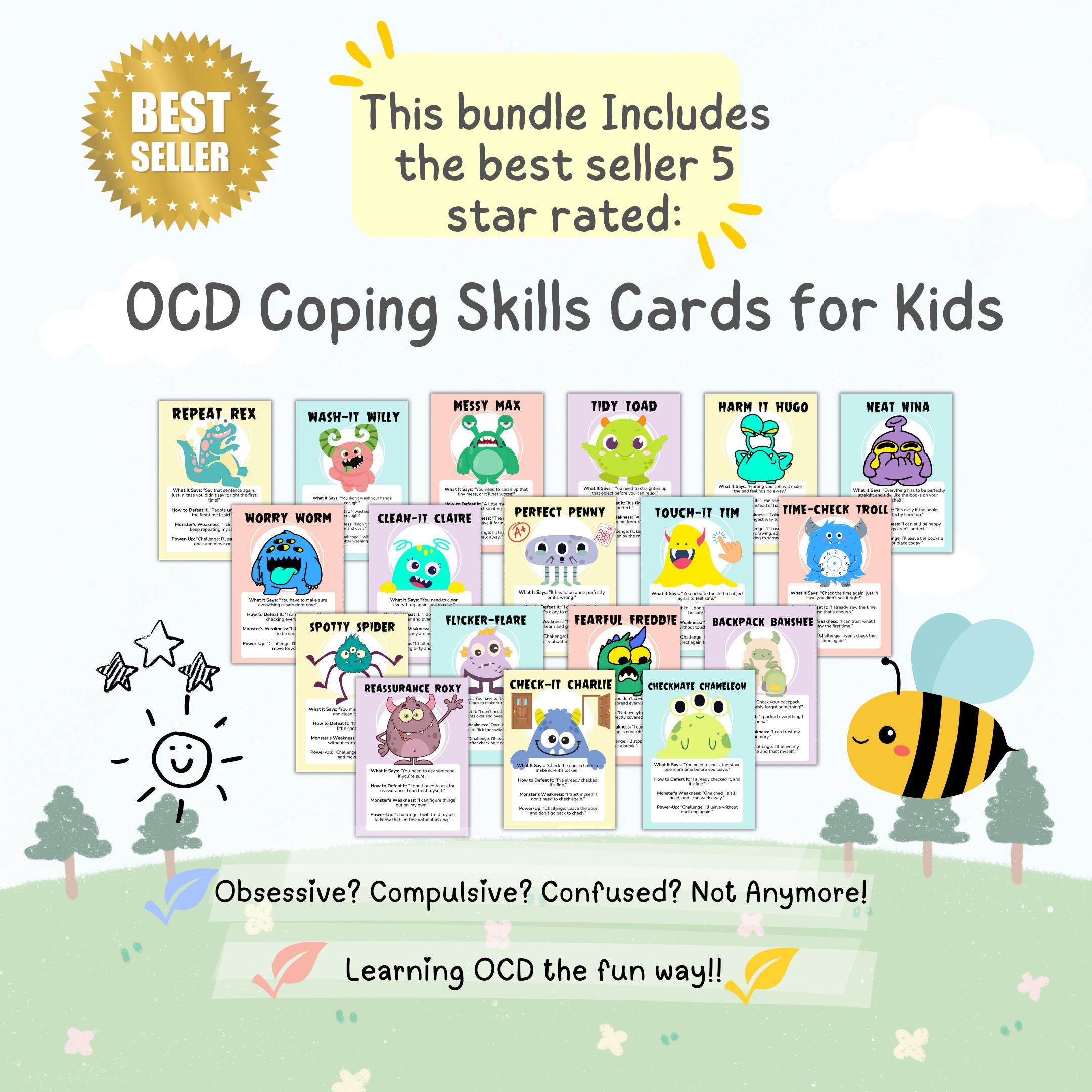 OCD Worksheets Bundle for Kids | Child Friendly ERP & CBT Therapy Tools ...
