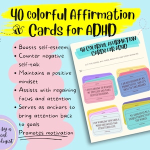 Empowering ADHD printable affirmation cards struggle adhd digital planner printable adhd chart therapist adhd help adults adhd teens