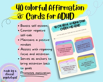 Empowering ADHD printable affirmation cards struggle adhd digital planner printable adhd chart therapist adhd help adults adhd teens
