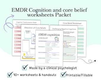 EMDR cognitions worksheets EMDR core beliefs worksheets EMDR cognition cards emdr cognition list Eye movement desensitization & reprocessing