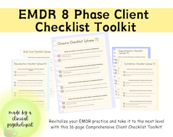 EMDR Client checklist toolkit, EMDR worksheets, EMDR scripts, emdr handouts for clients, emdr resources, emdr templates, emdr workbook