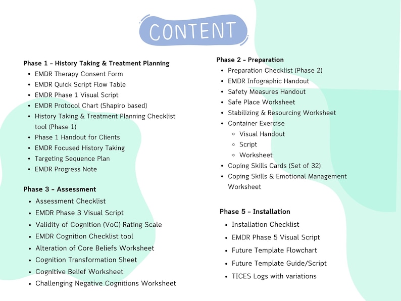 EMDR Therapy Bundle, EMDR Worksheets, Scripts, Resourcing Tools, Templates, Handouts, Trauma Processing Resources image 4