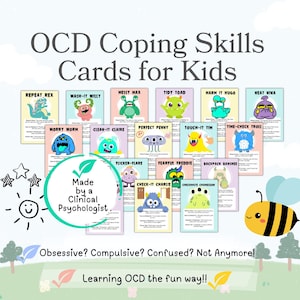 OCD coping cards, OCD flashcards for kids obsessive compulsive disorder OCD therapy games bundle ocd worksheets for teens erp worksheets ocd