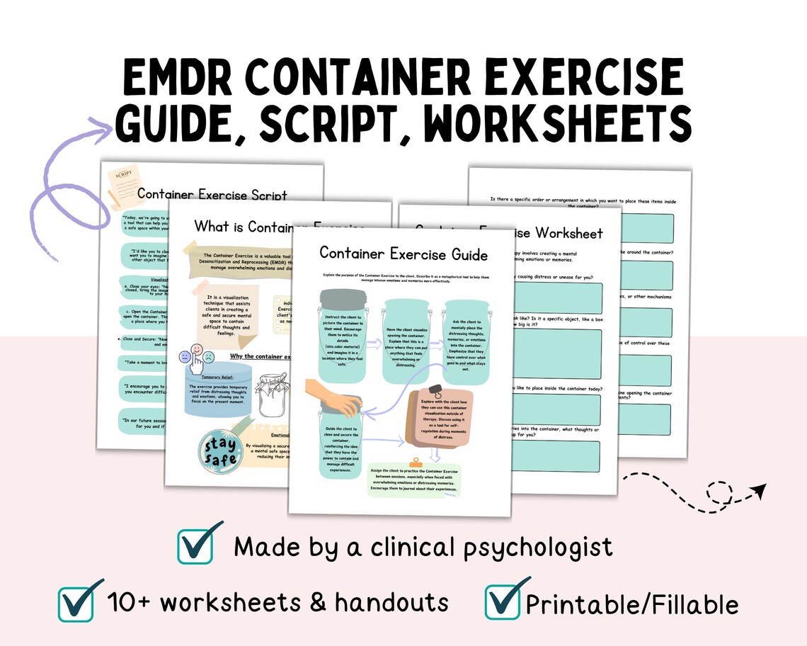 EMDR Container Exercise, Guide, Script, Worksheet (printable/fillable ...