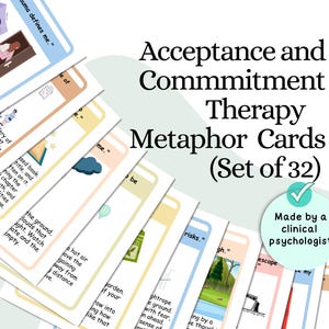 Acceptance and commitment therapy cards, ACT metaphor cards, ACT visualization cards, cognitive defusion cards, ACT flashcards Therapy cards