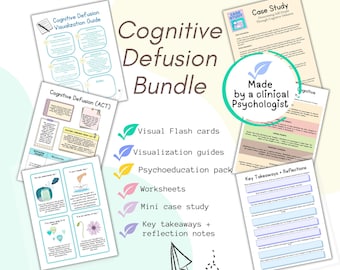 Cognitive Defusion worksheets, Acceptance and Commitment Therapy worksheets ACT cognitive defusion techniques, ACT metaphors visualization