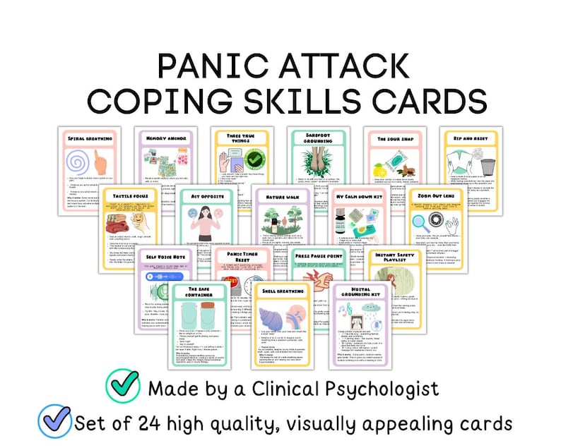 Panic Attack Coping Skills Cards, Panic Attack Worksheets, Panic Attack ...
