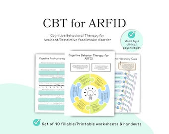 CBT for ARFID CBT worksheets cognitive behavioral therapy worksheets for avoidant/restrictive food intake disorder, exposure hierarchy arfid